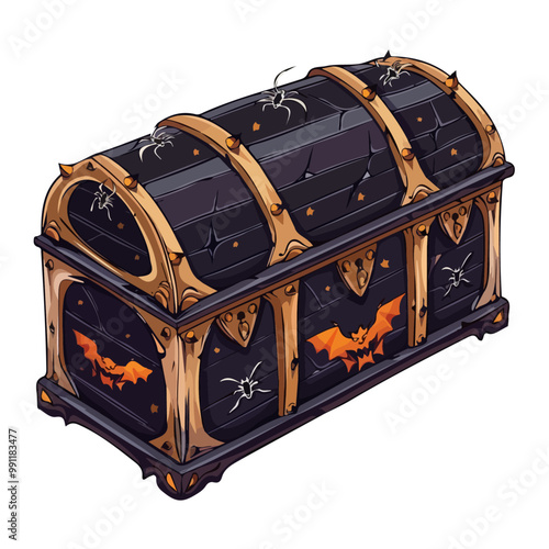 Watercolor Halloween casket set isolated on white background, vector illustration, Halloween set collection
