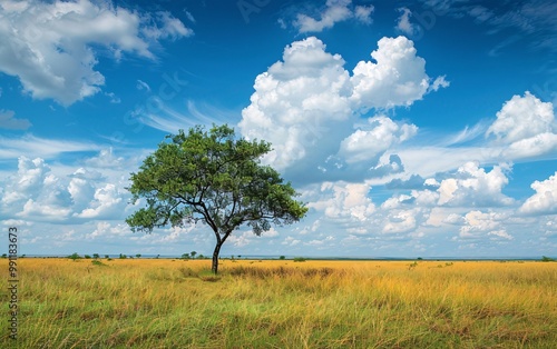 Beautiful shot of a tree in the savanna plains