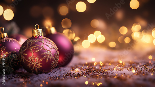 Luxurious Christmas background with rich red and gold tones, intricate patterns, and glowing lights