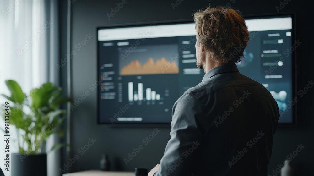 A professional seamlessly transitioning between different topics during a remote presentation with the aid of clear visuals A professional seamlessly transitioning between different topics during a remote presentation with the aid of clear visuals