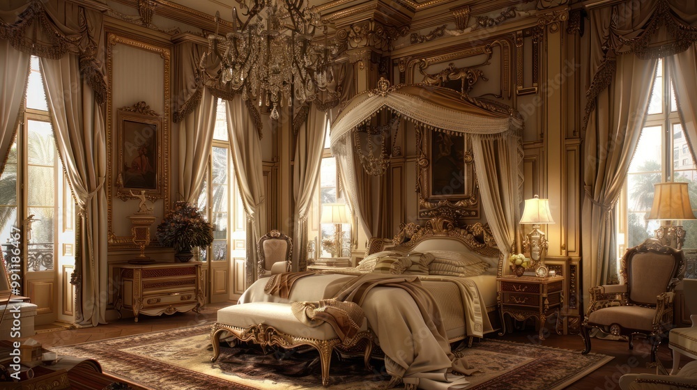 Luxury Bedroom with Golden Accents Luxury Bedroom with Golden Accents