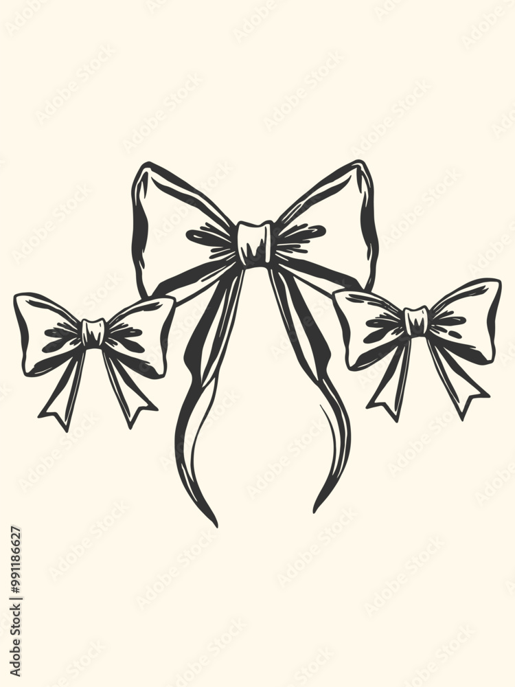 Minimalist girl ribbons vector design set Minimalist girl ribbons vector design set