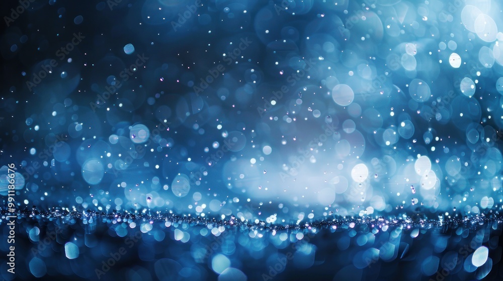 Raindrops fall to the ground, creating ripples and circles in blue Raindrops fall to the ground, creating ripples and circles in blue