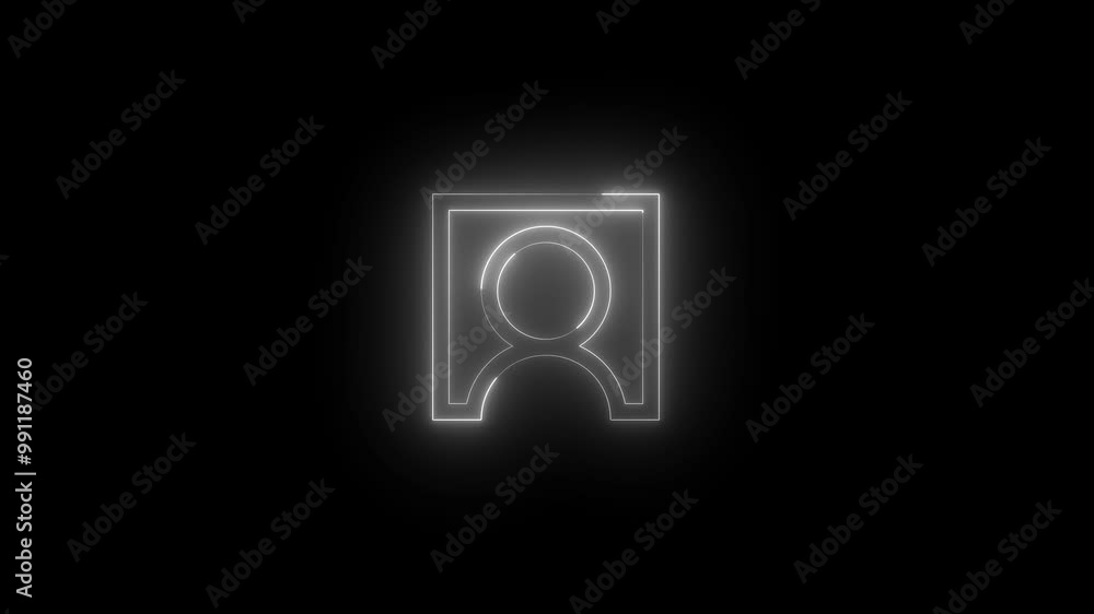 Neon contact2 icon white glowing black background animation Neon contact2 icon white glowing black background animation