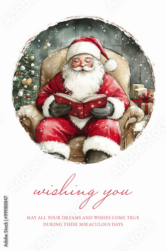 Christmas greeting card with santa
