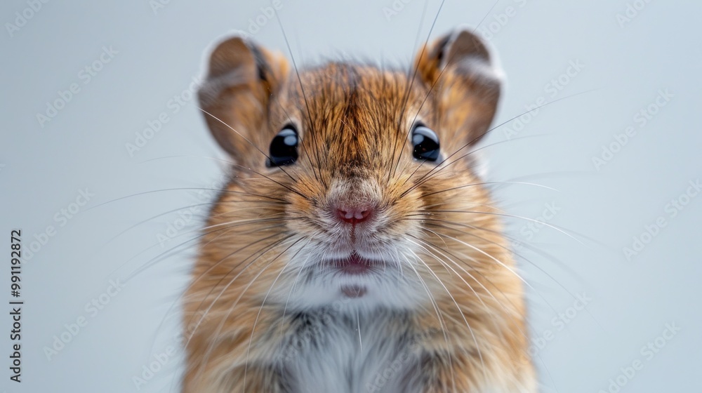 Barbary striped grass hamstermouse, Lemniscomys barbarus, standing and looking up. Barbary striped grass hamstermouse, Lemniscomys barbarus, standing and looking up.