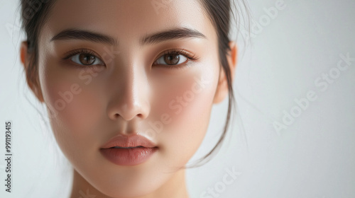 Serious Japanese Girl with Calm Expression