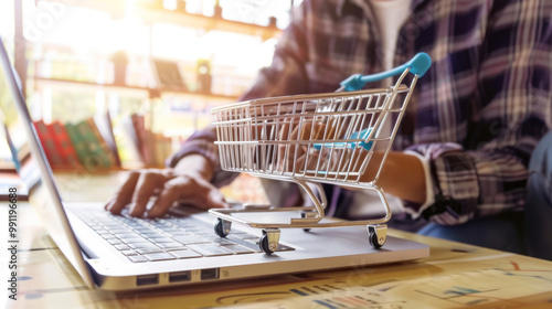 Obraz na płótnie A developer creating a custom e-commerce website, focusing on building a secure, scalable, and responsive platform with seamless payment integration. w salonie