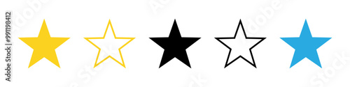 Five stars customer product rating review. star icon for apps and websites. Five stars sign. vector