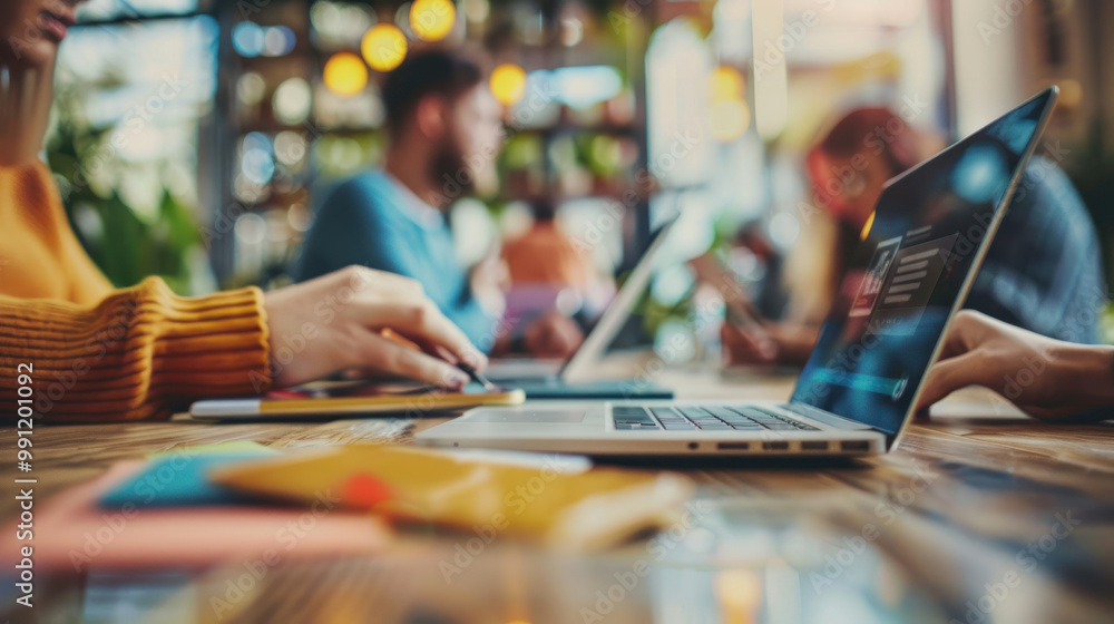 A digital creative agency's workspace with sleek furniture, cutting-edge tech tools, and vibrant decor that inspires innovative thinking. A digital creative agency's workspace with sleek furniture, cutting-edge tech tools, and vibrant decor that inspires innovative thinking.