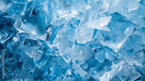 Geometric blue ice texture background