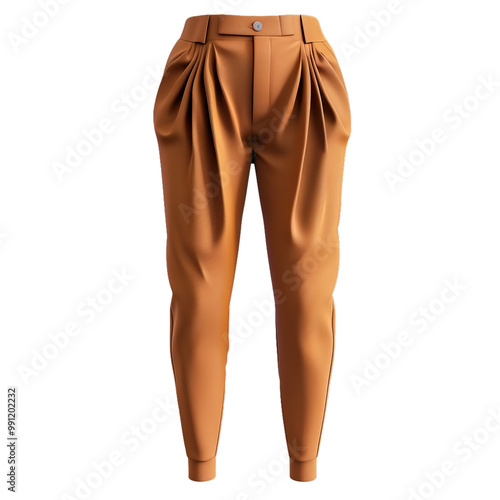 Brown high waisted pants with pleats, perfect for a professional and stylish look photo