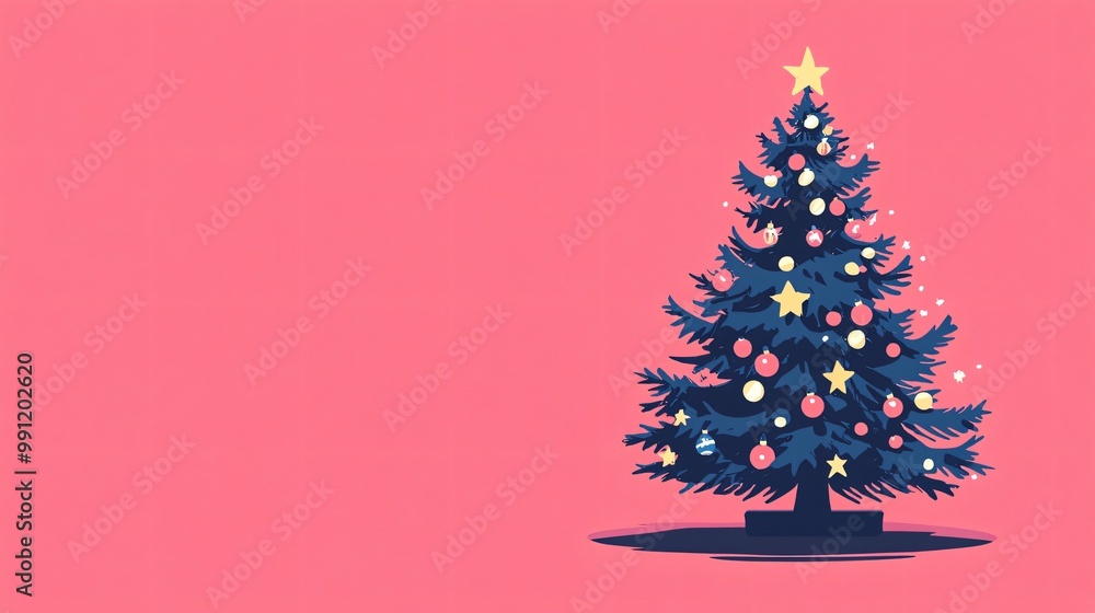 Cute Stylized Christmas Tree Illustration in Pop Art Style Cute Stylized Christmas Tree Illustration in Pop Art Style