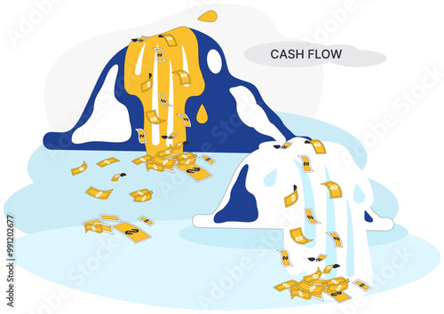 Cash flow vector illustration. Payment is transactional heartbeat resonating in rhythm financial life Investments are seeds planted in garden financial prosperity and growth Revenue streams