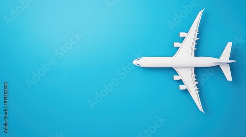 Wallpaper Mural Airplane model on a blue background, top view Torontodigital.ca