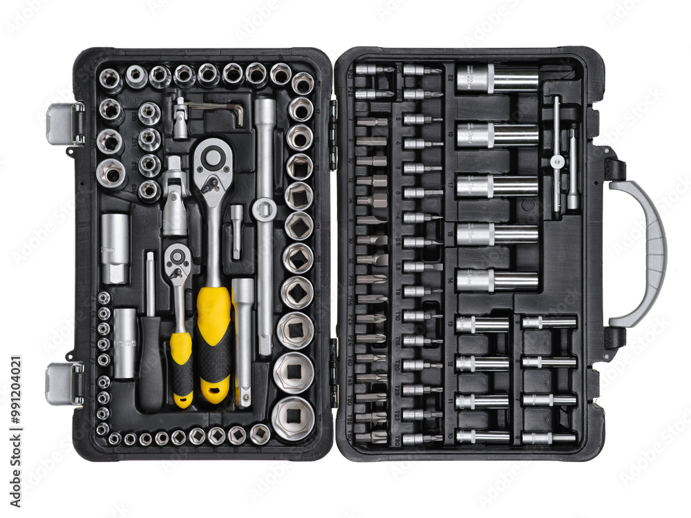 Socket wrench set in plastic case. Socket wrench set in plastic case.