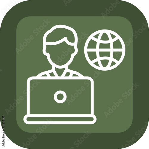Remote Male Worker Icon Design