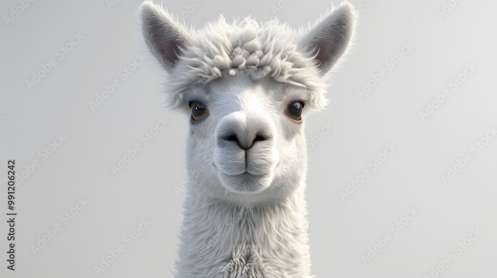 Obraz premium Adorable 3D Rendering of a Cute Alpaca in a Playful Pose