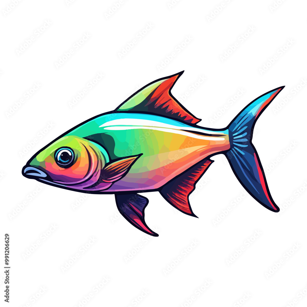 Fototapeta premium cute neon tetra fulcolor vector illustration ai generated