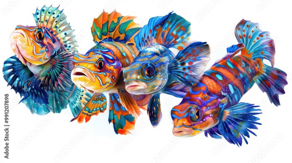 Four Vibrant Fish Four Vibrant Fish