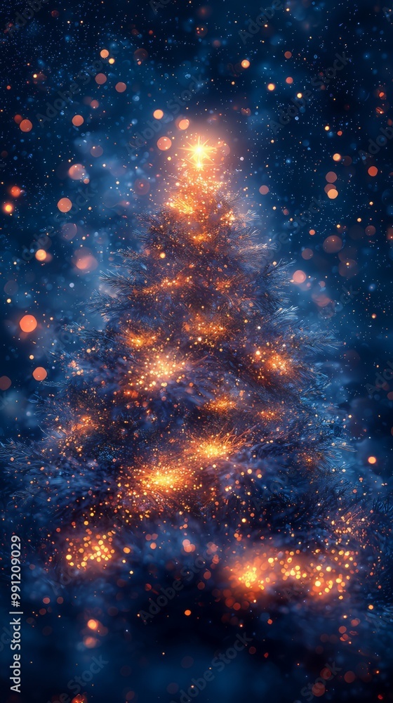 A glowing Christmas tree sparkles under a starry sky, its branches illuminated with warm lights, creating a magical winter wonderland scene.
A glowing Christmas tree sparkles under a starry sky, its branches illuminated with warm lights, creating a magical winter wonderland scene.