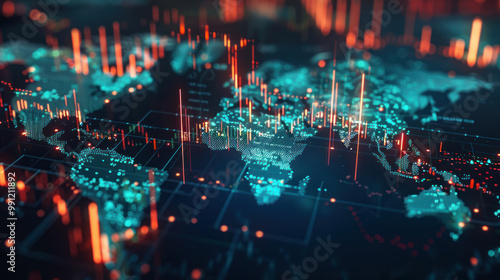 A digital platform showing global investment trends, tracking international stock markets, currency exchange rates, and foreign investments. photo