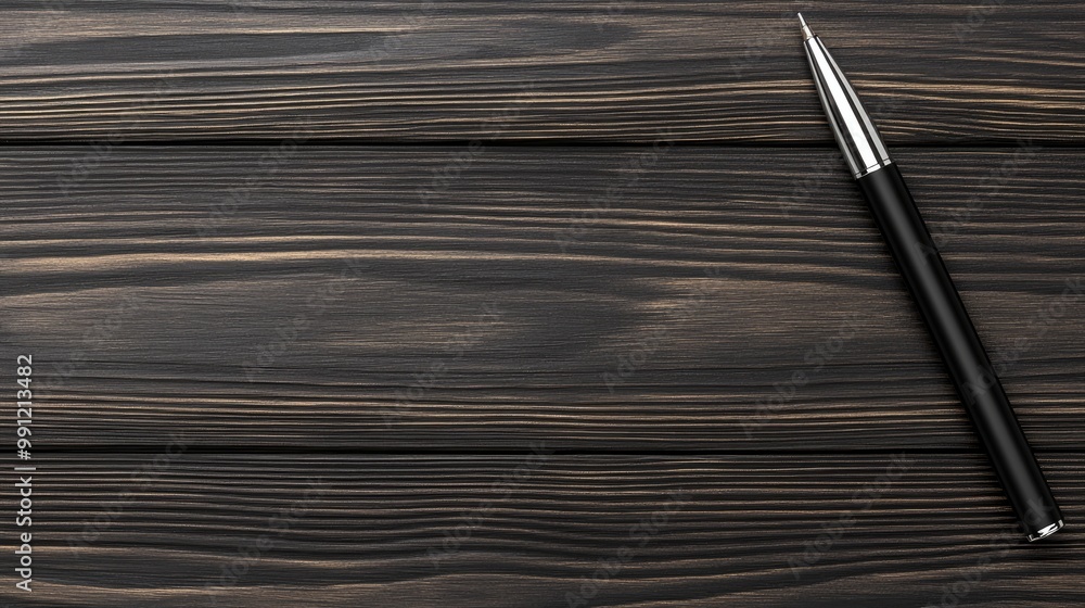 A black pen is positioned on a smooth, dark backdrop, symbolizing innovation and creativity in product design for a mockup presentation A black pen is positioned on a smooth, dark backdrop, symbolizing innovation and creativity in product design for a mockup presentation