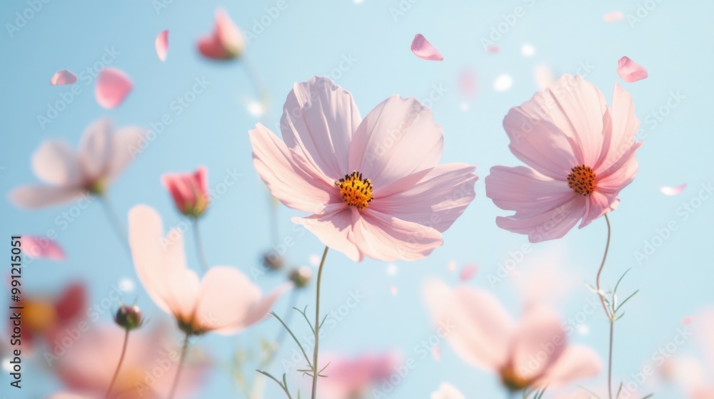A tranquil and minimalist 'hoa hoa hoa season,' with soft pastel shades of pink and green. A tranquil and minimalist 'hoa hoa hoa season,' with soft pastel shades of pink and green.