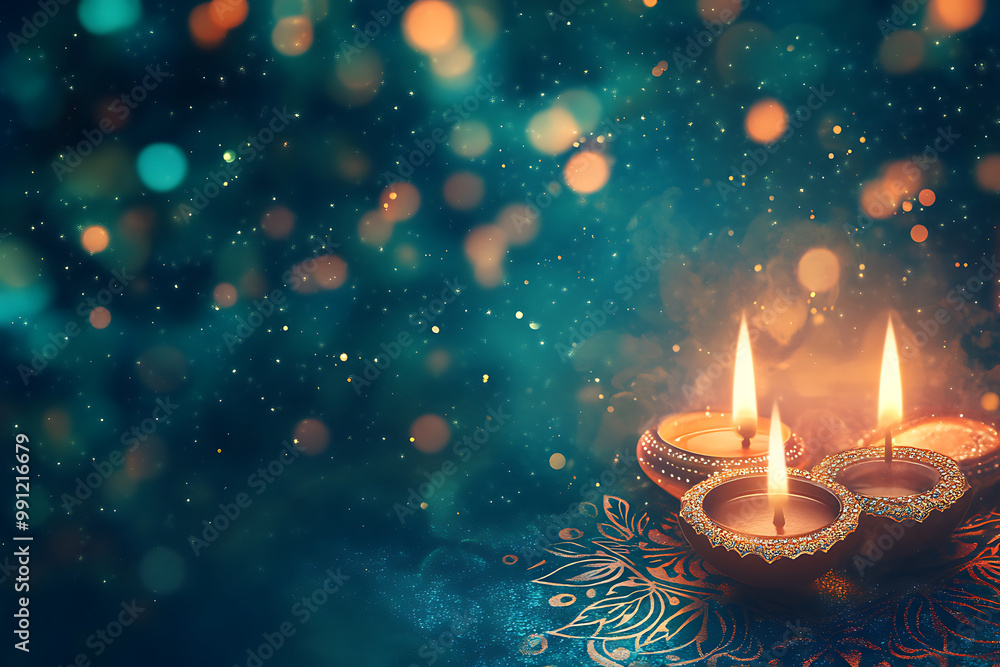 Glamorous Diwali background with shimmering gold patterns and sparkling lights Glamorous Diwali background with shimmering gold patterns and sparkling lights