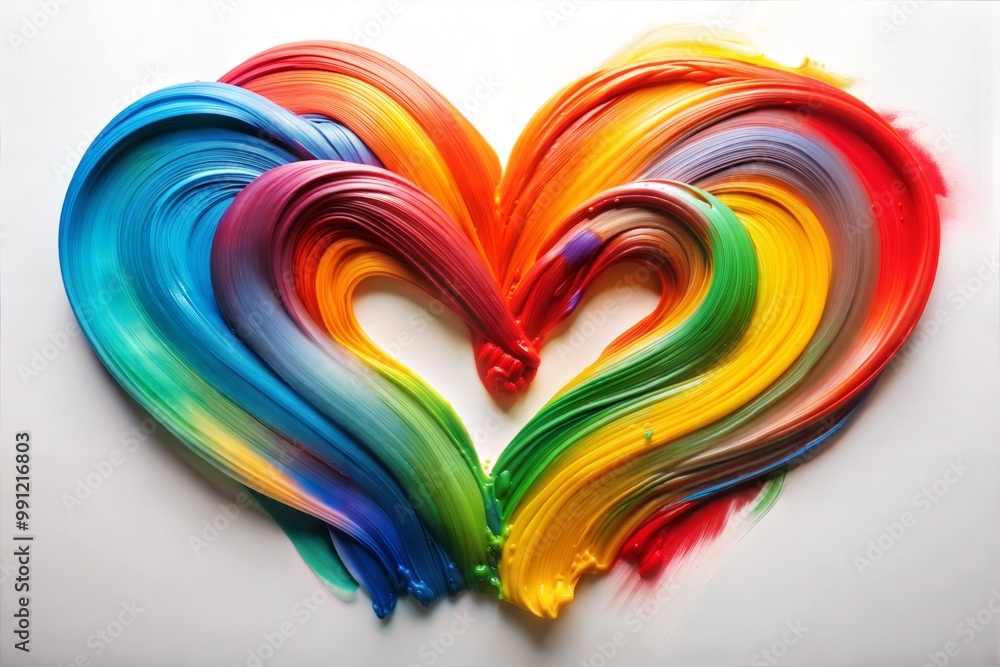 Close-up of vibrant rainbow heart painting Close-up of vibrant rainbow heart painting