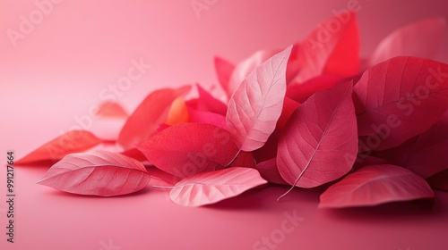 A vibrant bunch of red leaves beautifully displayed on a dark background