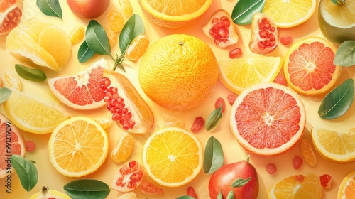 Metabolism enhancing foods fat burning fruits invigorating citrus and fresh vitamin C rich selections in a vibrant 4K banner or poster for health promotion