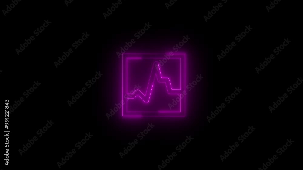 Neon diagnostic icon glowing black background animation Neon diagnostic icon glowing black background animation
