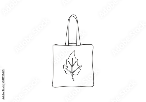 Tote bag continuous one line drawing vector illustration