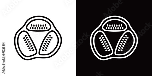 ピーマンの断面のシンプルなラインアイコン