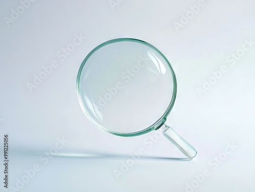A magnifying glass on a white surface