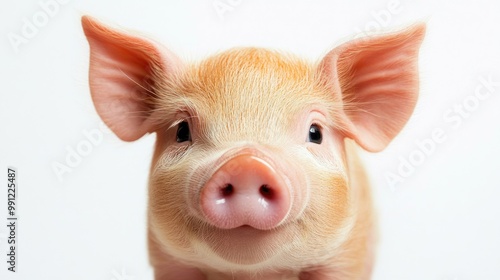 Little pig on a plain white background