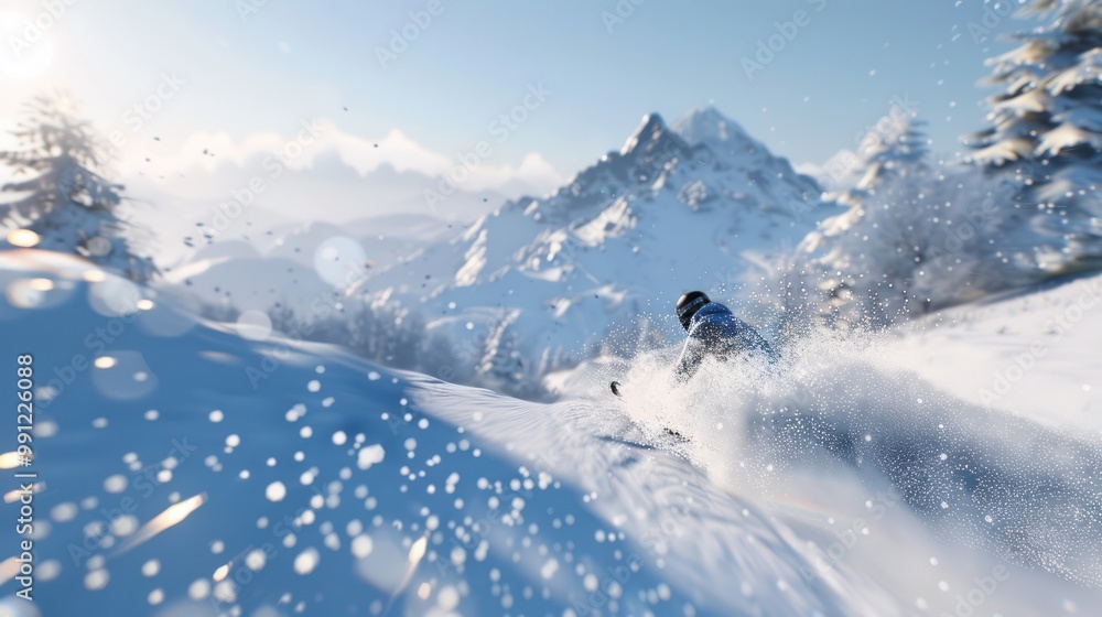 Obraz premium Skier on a Mountain