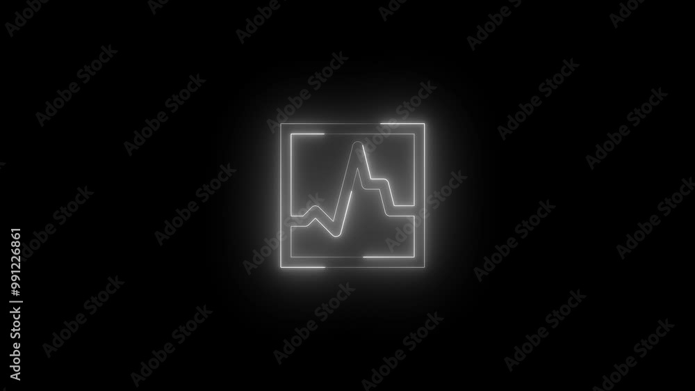 Neon diagnostic icon glowing black background animation Neon diagnostic icon glowing black background animation