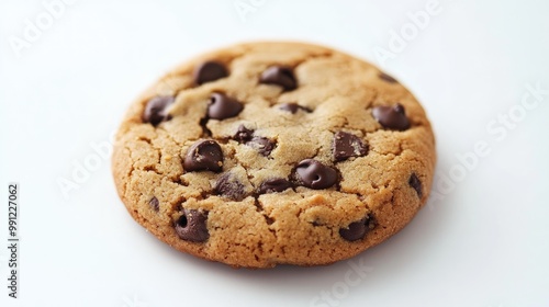 Delicious chocolate chip cookie on a white background