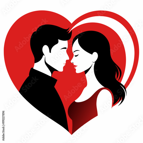 vector romantic love couple silhouette illustration