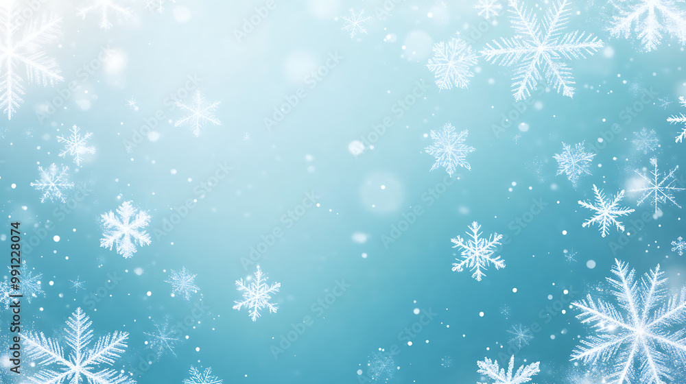 Minimalistic Christmas background with a gradient of icy blues and white snowflakes Minimalistic Christmas background with a gradient of icy blues and white snowflakes