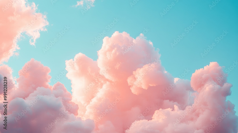 Cotton Candy Clouds in a Bright Blue Sky Delicate Pink Shades Gentle Illumination Cotton Candy Clouds in a Bright Blue Sky Delicate Pink Shades Gentle Illumination