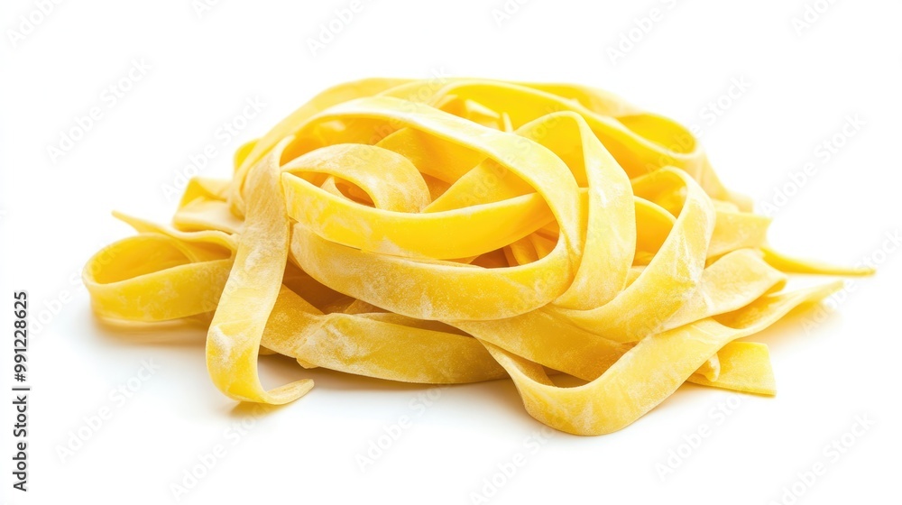Italian fettuccine pasta presented on a white background Italian fettuccine pasta presented on a white background