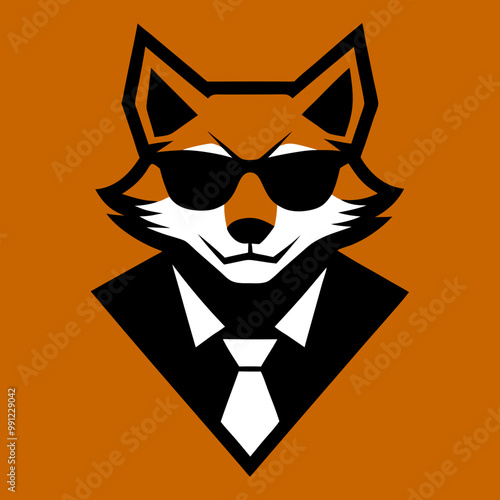 wolf barbershop logo stylized with sunglasses vector art