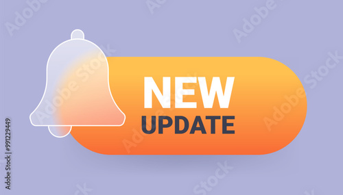 Glass morphism new update symbol. Bell notification icon