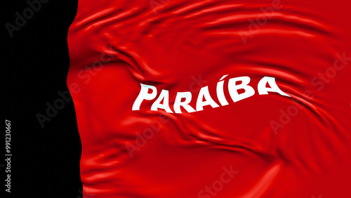 3d graphic representation personalized flag with name Paraíba deformity by wind