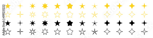 Sparke stars set. twinkle stars. Different shape stars. Vector icons