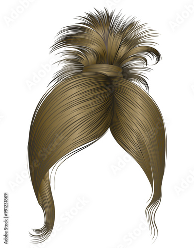 trendy women hairs blond colour .high 
tail . fashion beauty style .