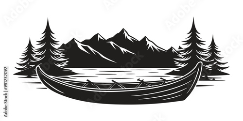 canoe silhouette vector illustration